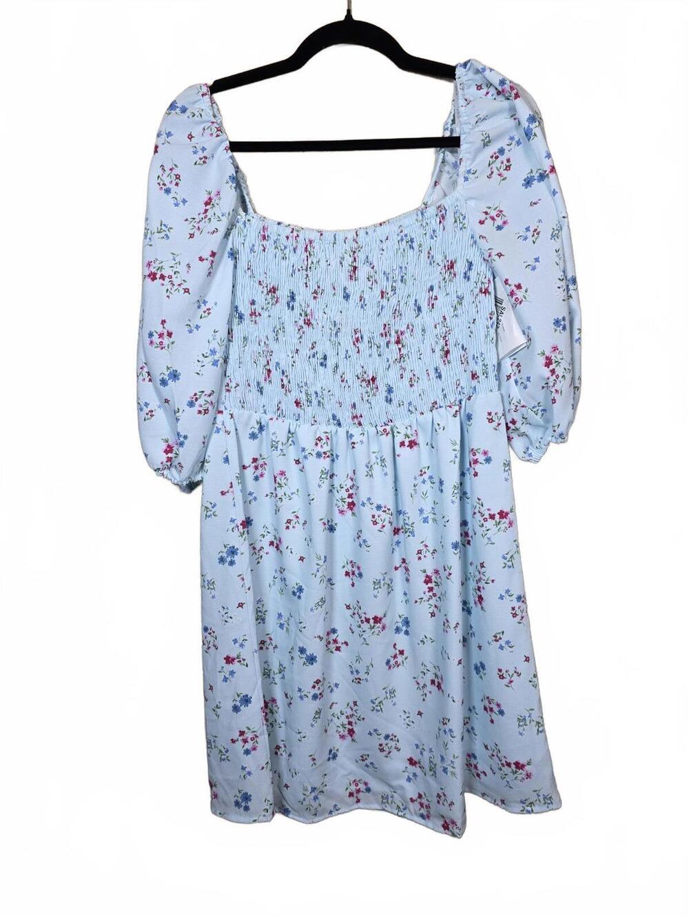 Bar III Womens Smocked Short Fit & Flare Dress M Dress and lining: polyester